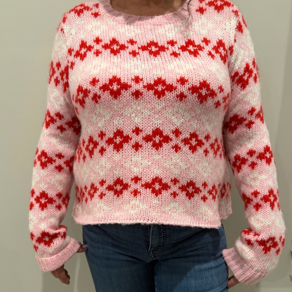 Wooden Ships Pink and Red Knit Sweater